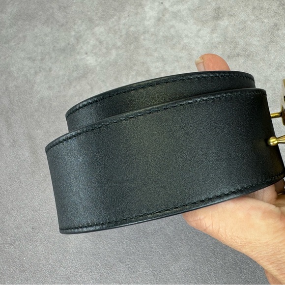 Gucci 2015 Re Edition Wide Leather Belt Gg Double Marmont Black 400593 70/28 - Picture 5 of 11